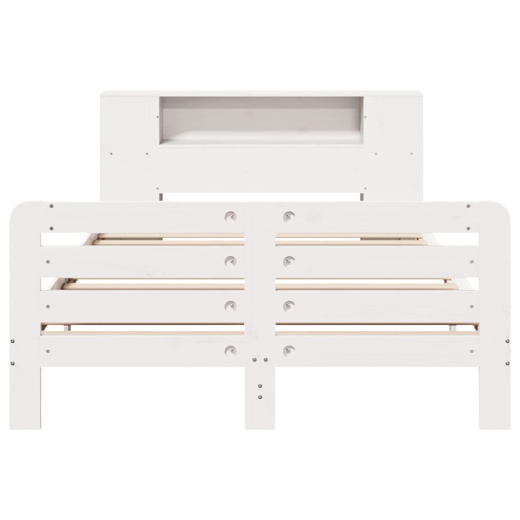 Bed Frame without Mattress White 135x190 cm Double Solid Wood Pine