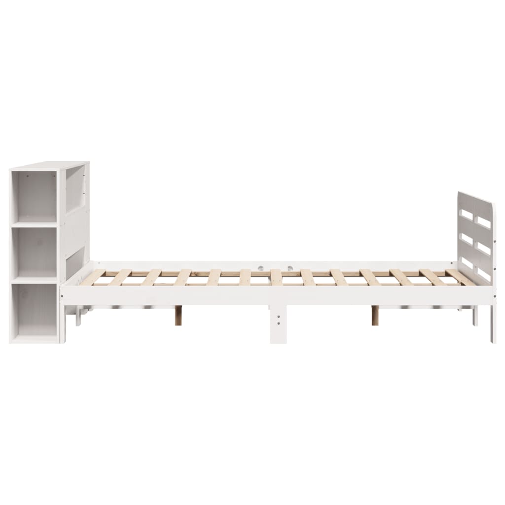 Bed Frame without Mattress White 135x190 cm Double Solid Wood Pine