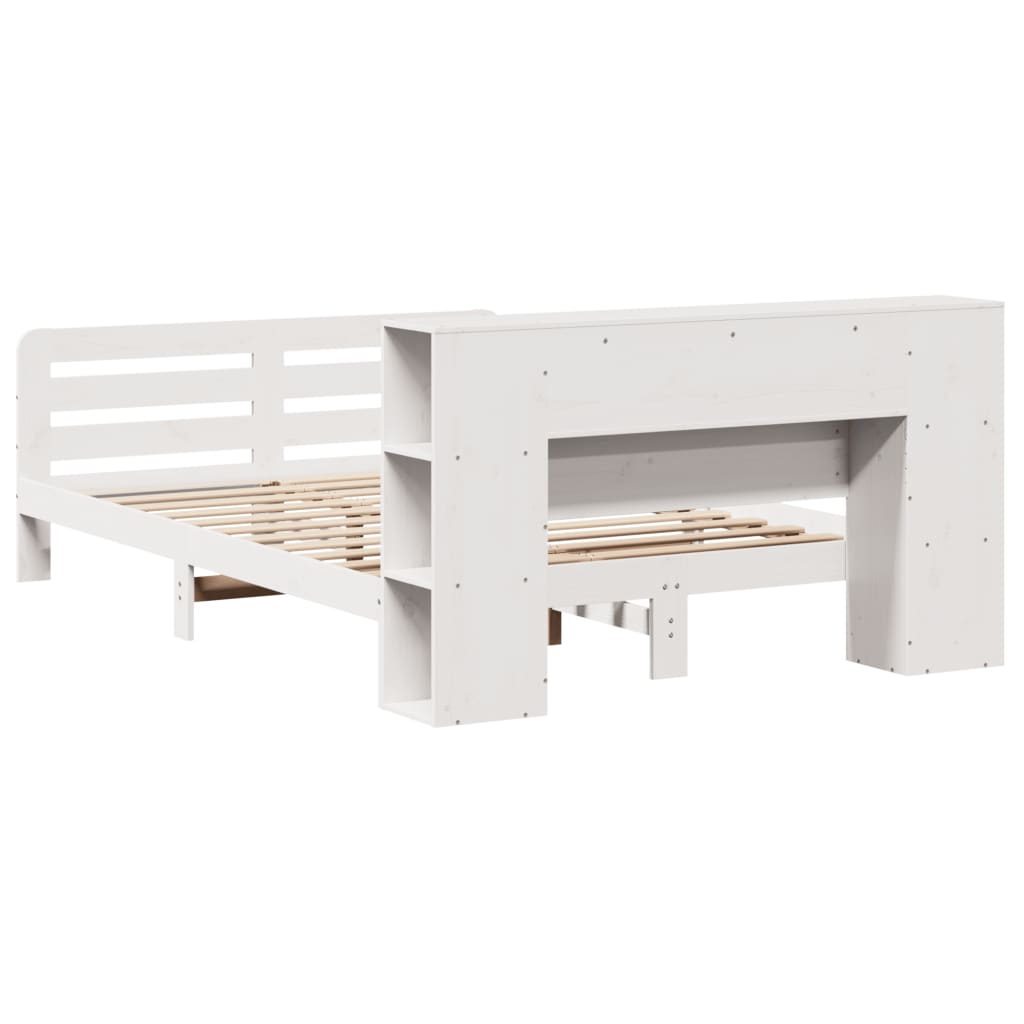 Bed Frame without Mattress White 135x190 cm Double Solid Wood Pine