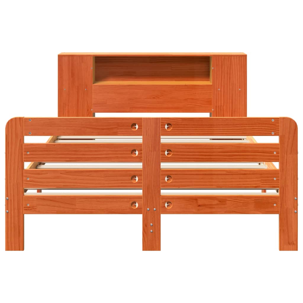 Bed Frame without Mattress Wax Brown 135x190 cm Double Solid Wood Pine
