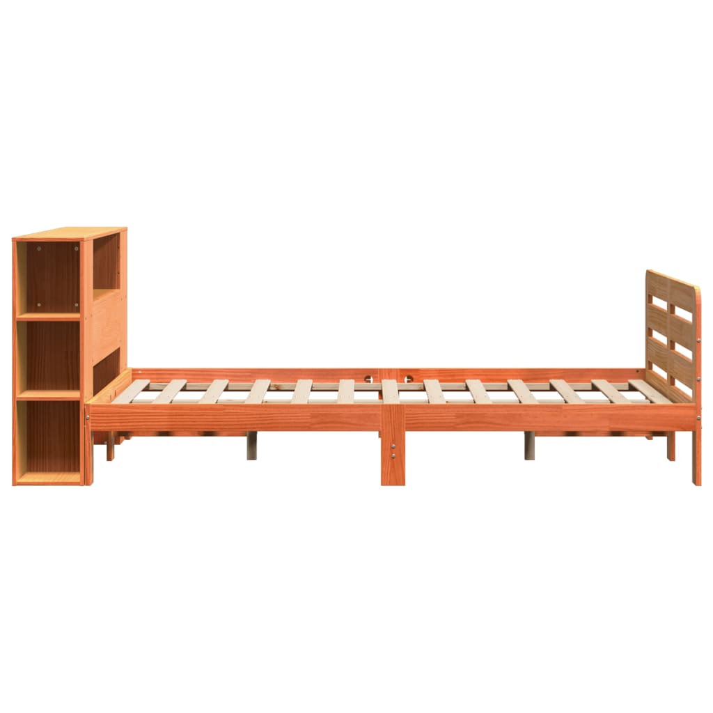 Bed Frame without Mattress Wax Brown 135x190 cm Double Solid Wood Pine