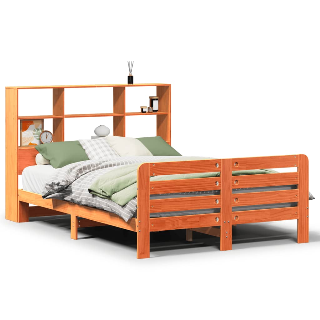Bed Frame without Mattress Wax Brown 120x200 cm Solid Wood Pine