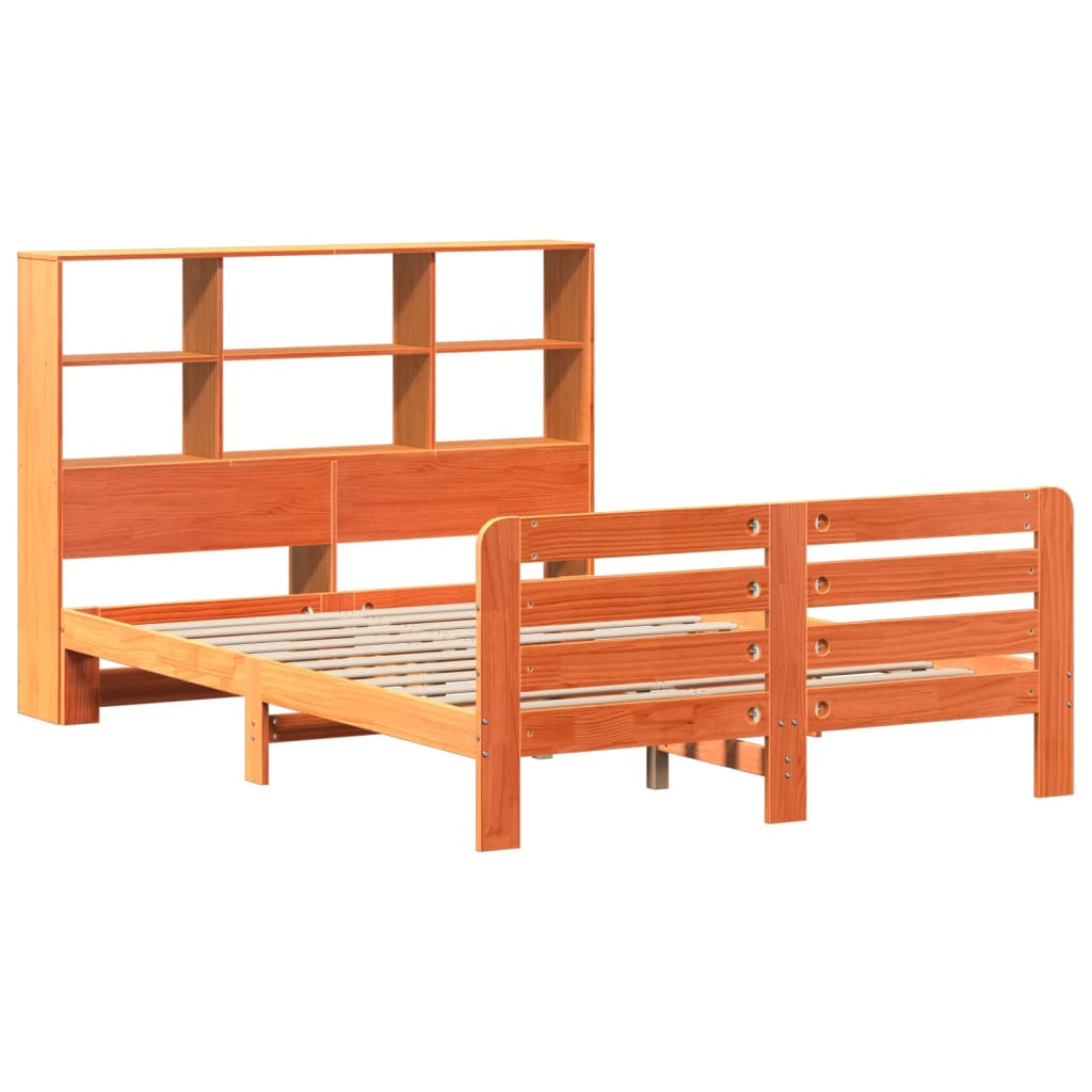 Bed Frame without Mattress Wax Brown 150x200 cm King Size Solid Wood Pine