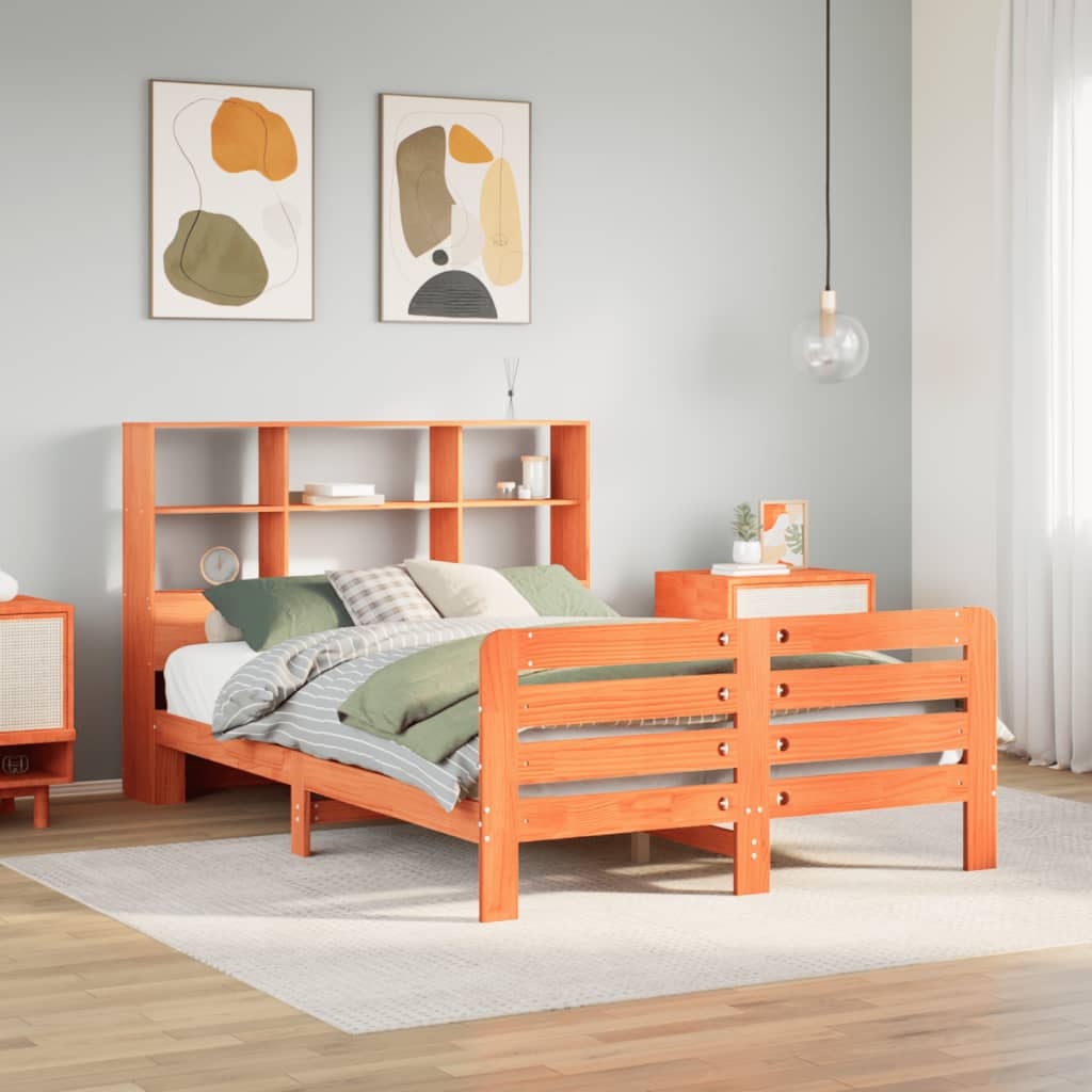Bed Frame without Mattress Wax Brown 150x200 cm King Size Solid Wood Pine