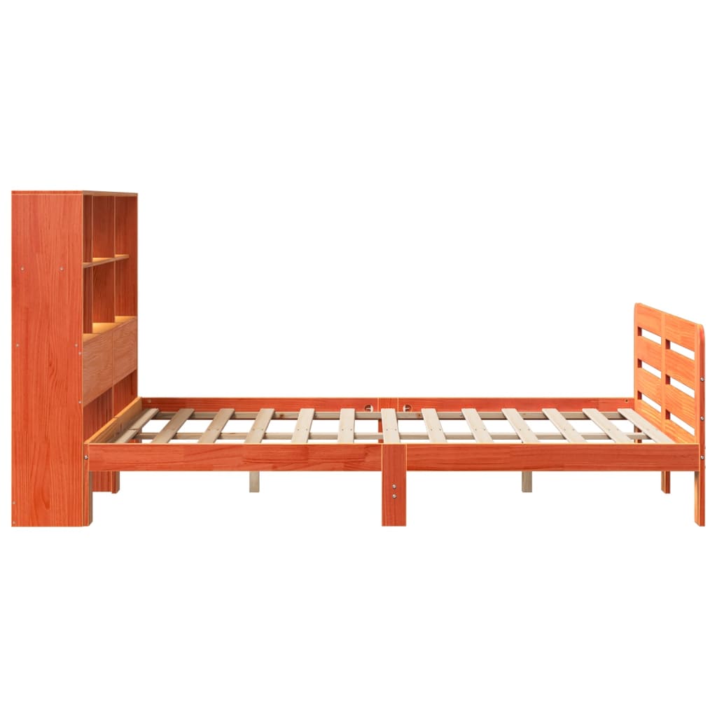 Bed Frame without Mattress Wax Brown 140x190 cm Solid Wood Pine