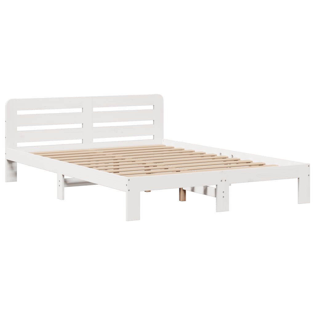 Bookcase Bed without Mattress White 140x200 cm Solid Wood Pine