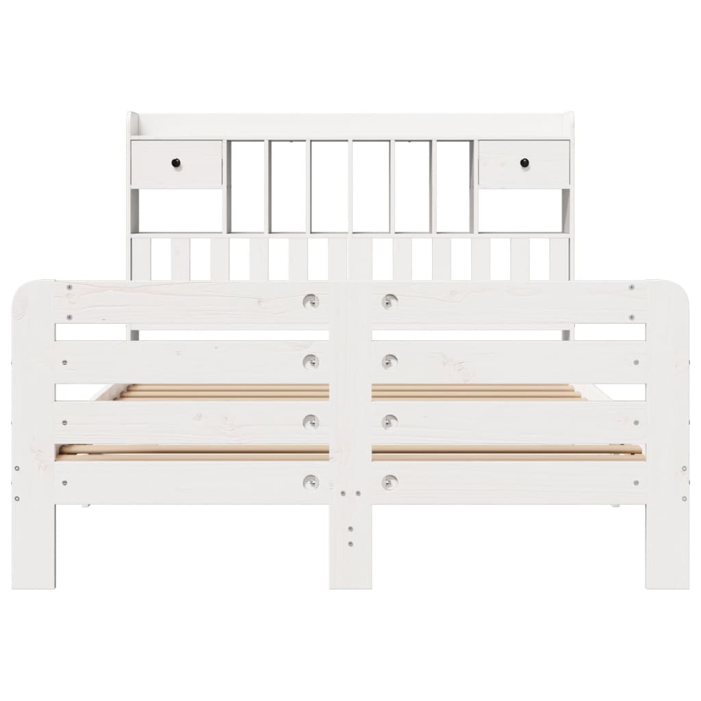 Bookcase Bed without Mattress White 160x200 cm Solid Wood Pine