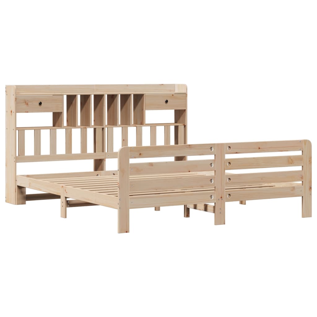 Bookcase Bed without Mattress 180x200 cm Super King Solid Wood Pine