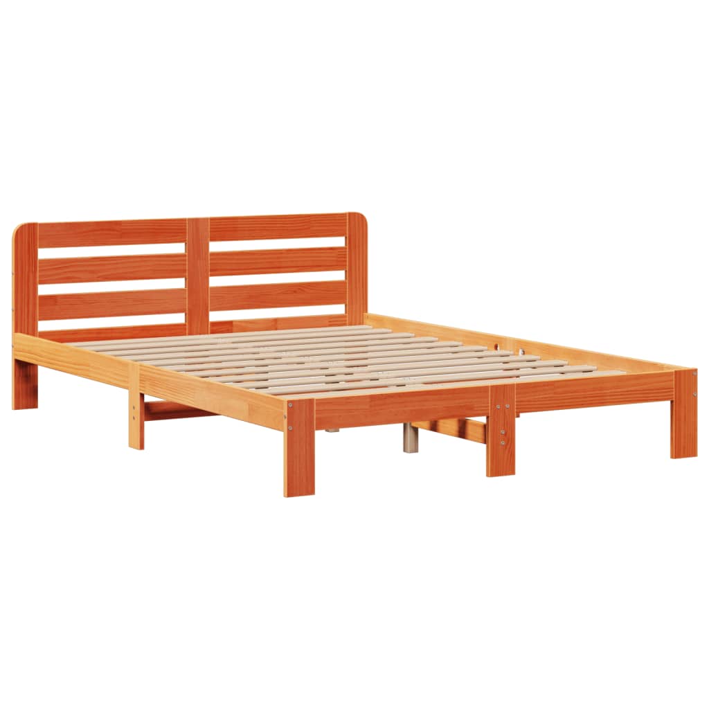 Bookcase Bed without Mattress Wax Brown 140x190 cm Solid Wood Pine