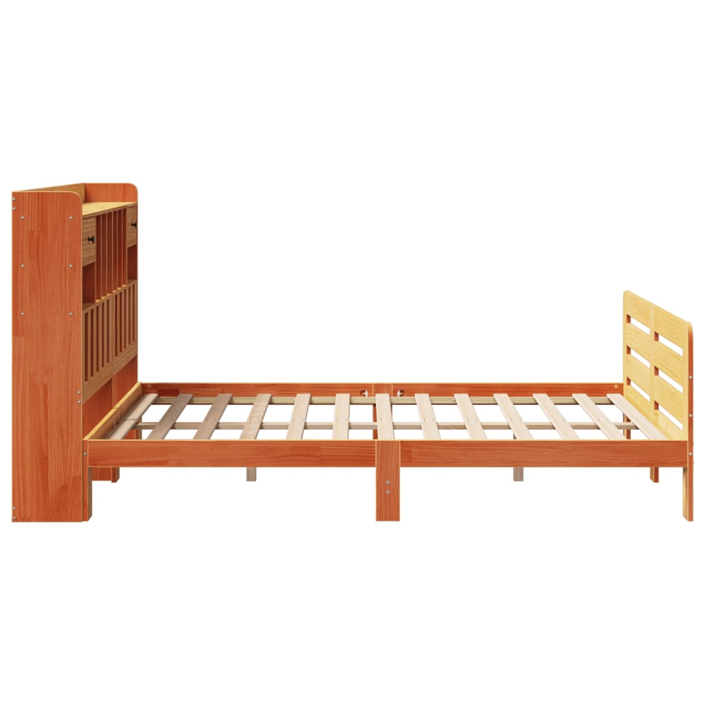 Bookcase Bed without Mattress Wax Brown 140x190 cm Solid Wood Pine