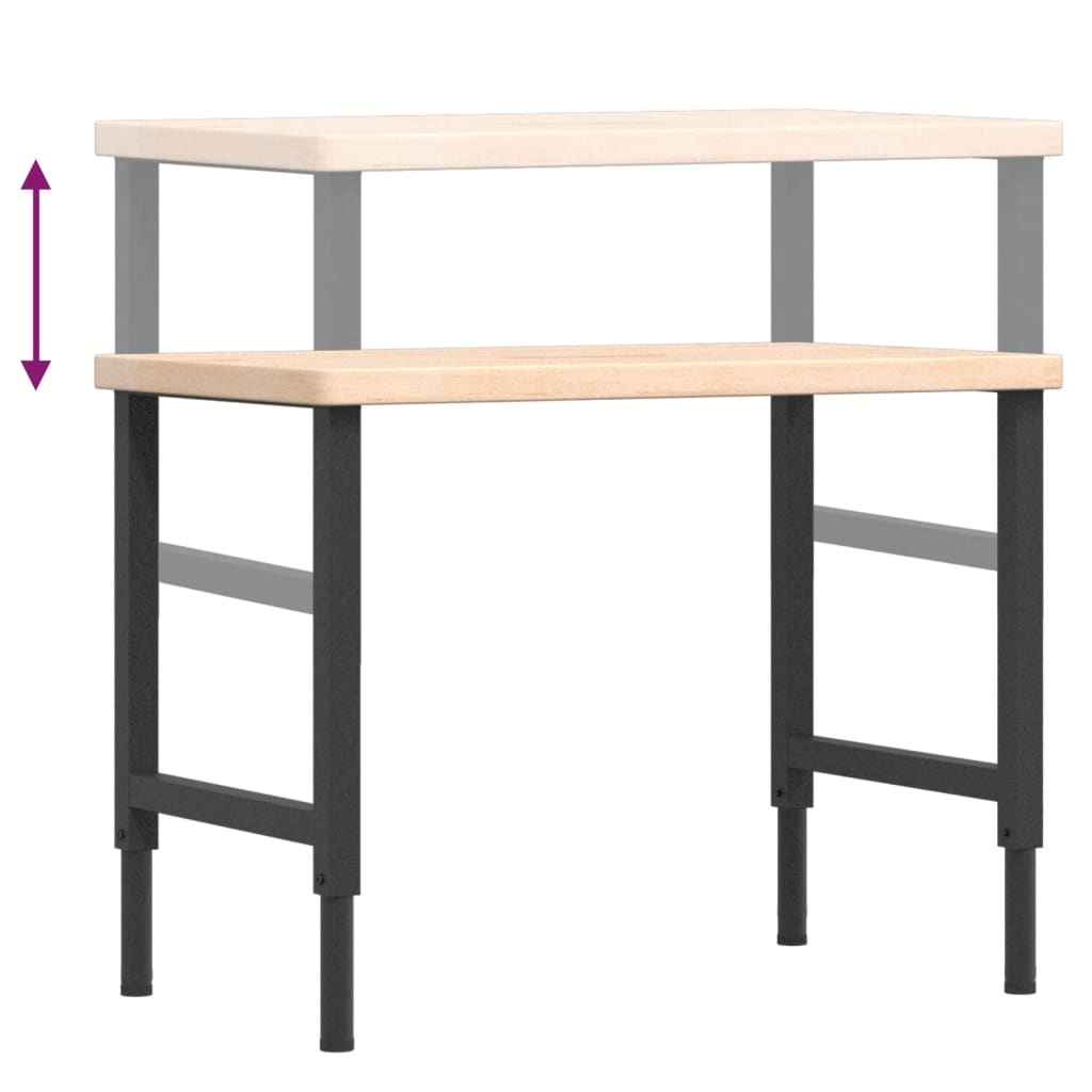 vidaXL Workbench 100x60x(73-99.5) cm Solid Wood Oak Rectangular