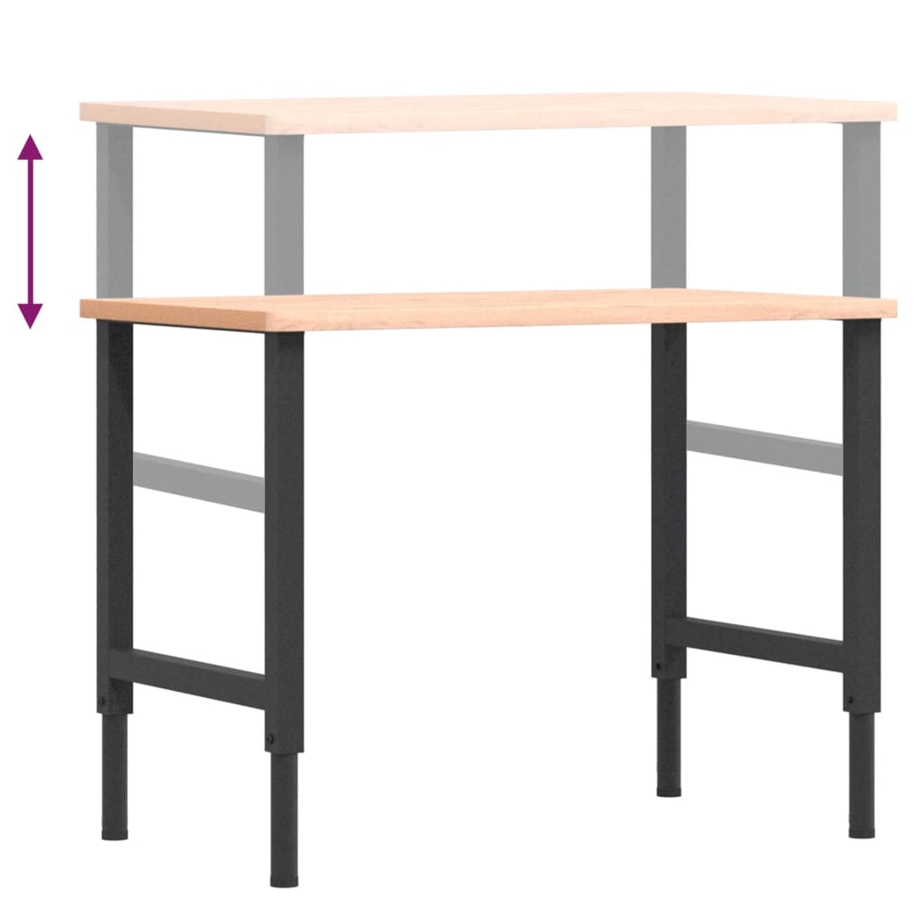 Workbench 100x60x(71.5-98) cm Solid Wood Beech Rectangular