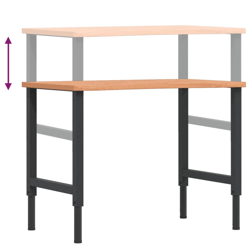 Workbench 100x(55-60)x(71.5-98) cm Solid Wood Beech