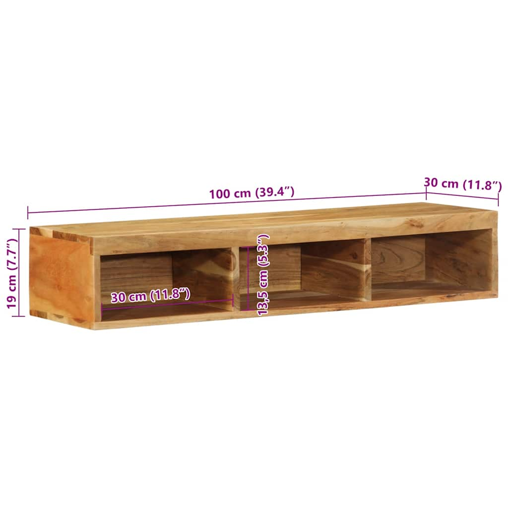 vidaXL Wall-mounted TV Cabinet 100x30x19 cm Solid Wood Acacia