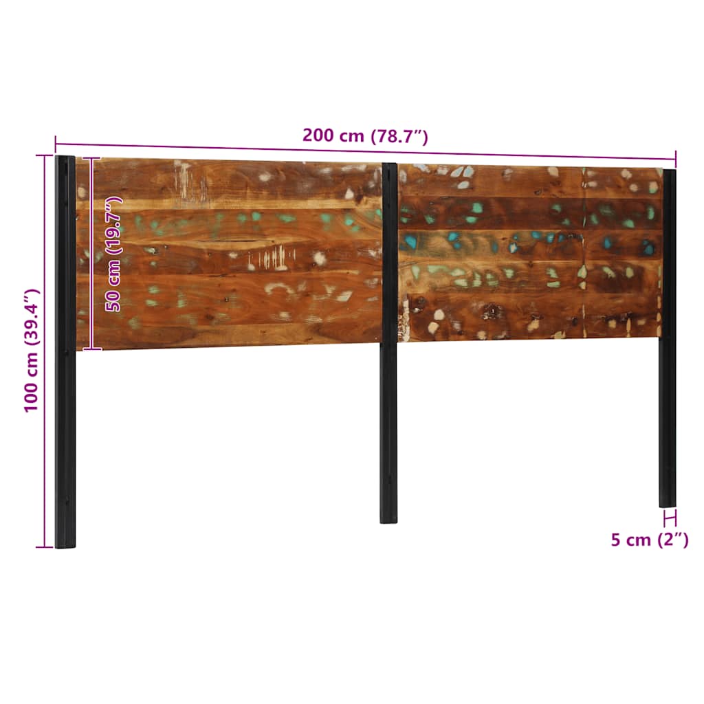 Headboard 200 cm Solid Wood Reclaimed and Iron