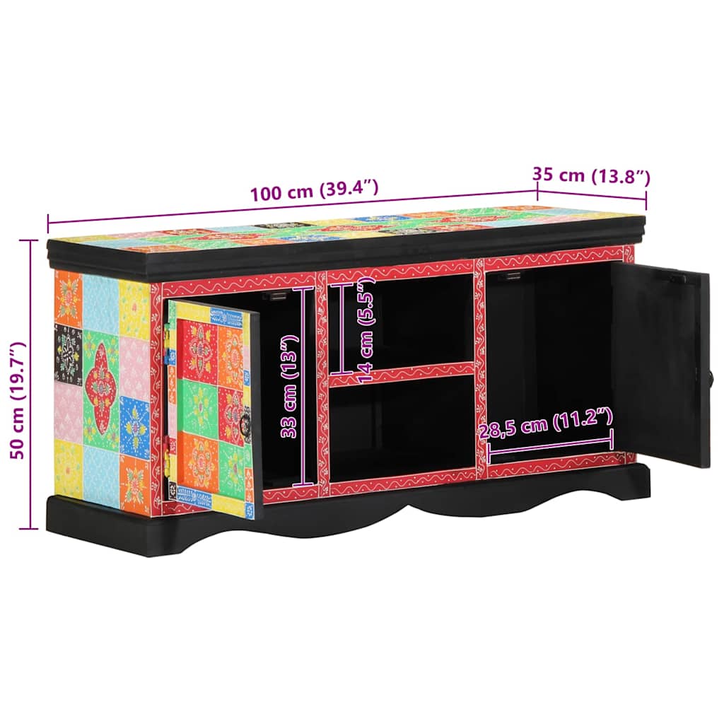 TV Cabinet Multicolour 100 x 35 x 50 cm Solid Mango Wood