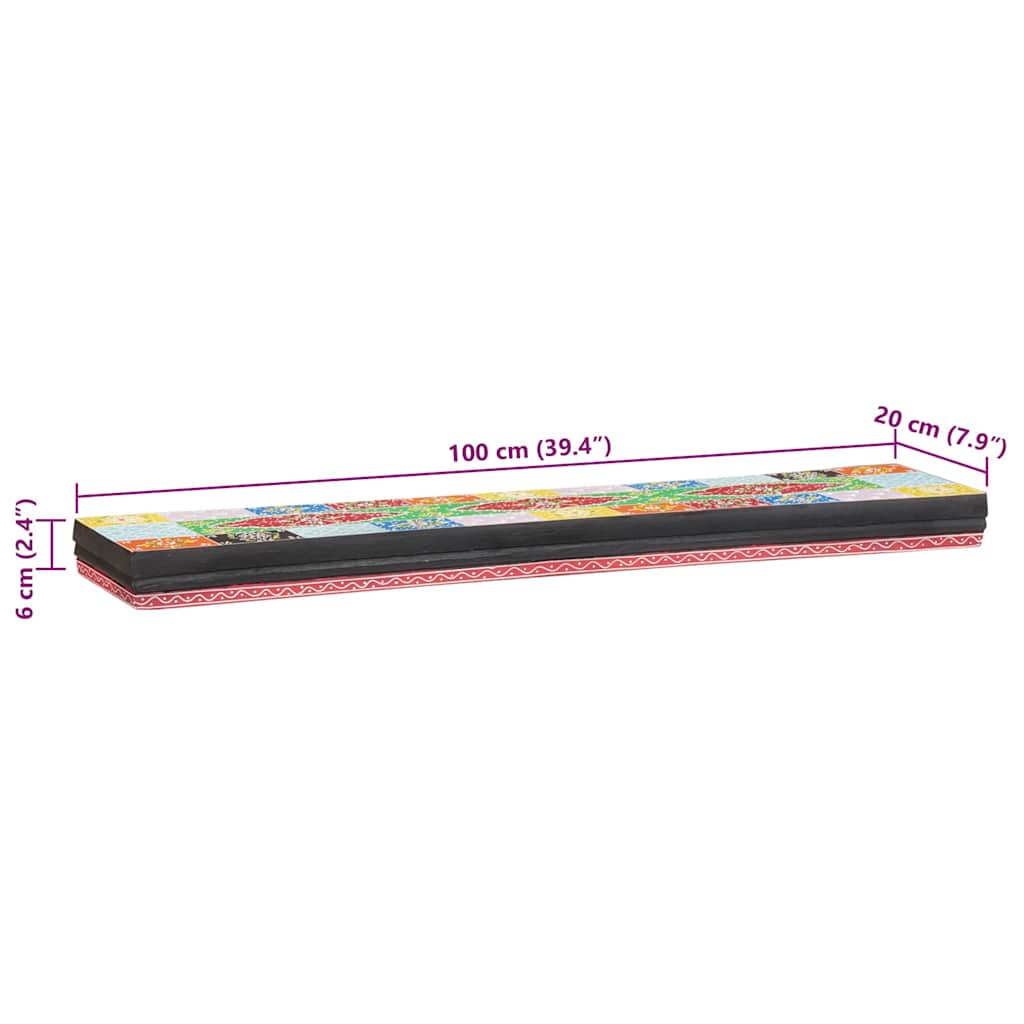 Wall Shelves Multicolour 100 x 20 x 6 cm Solid Mango Wood