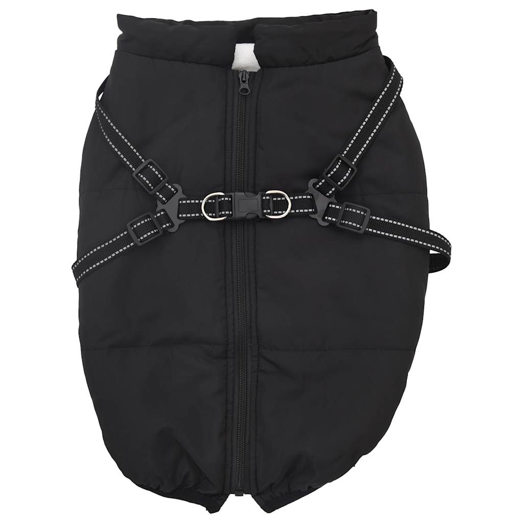 vidaXL Dog Coat with Harness Waterproof Reflective Black 5XL