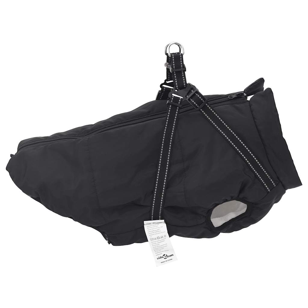 vidaXL Dog Coat with Harness Waterproof Reflective Black 5XL