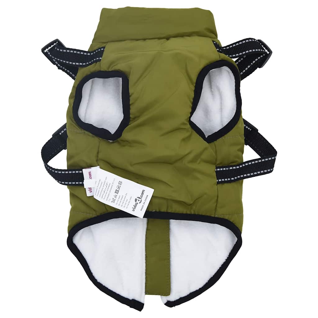 Dog Coat with Harness Waterproof Reflective Army Green XL