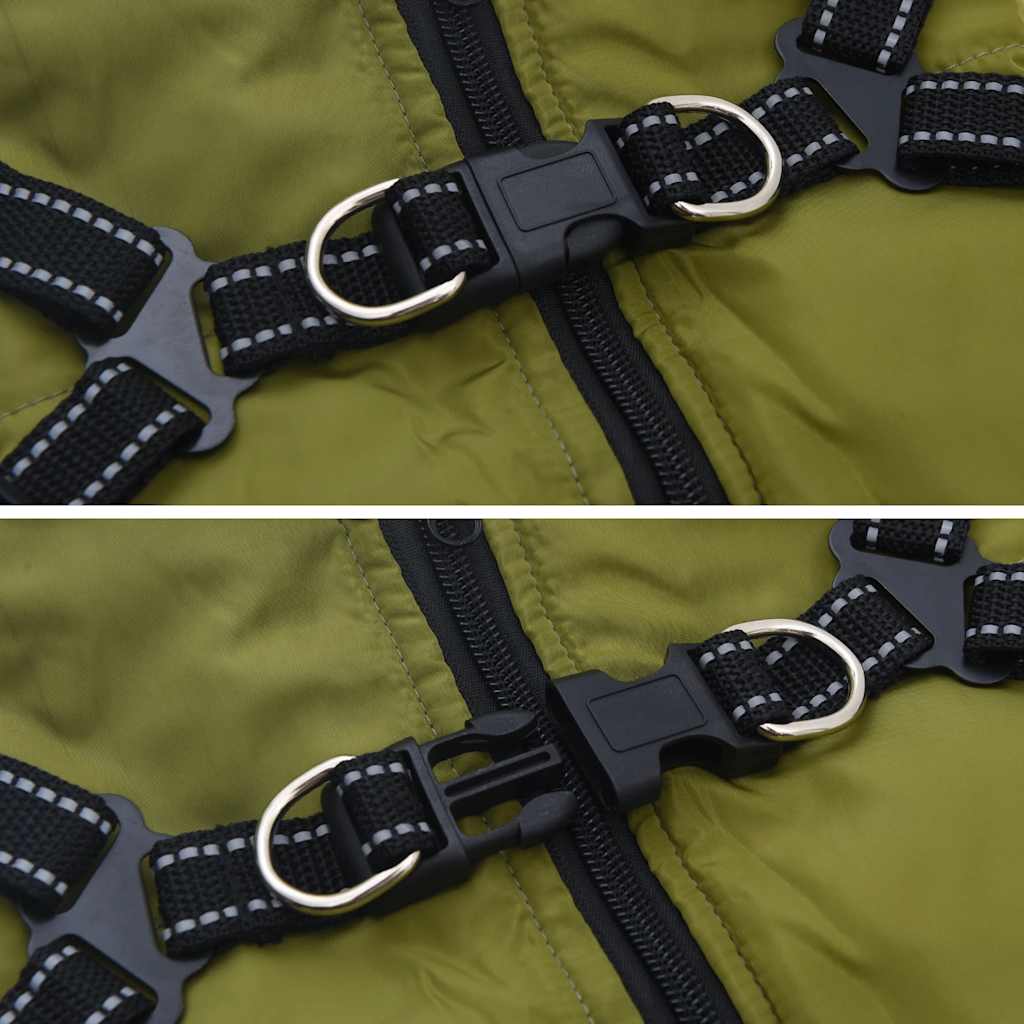 vidaXL Dog Coat with Harness Waterproof Reflective Army Green 2XL