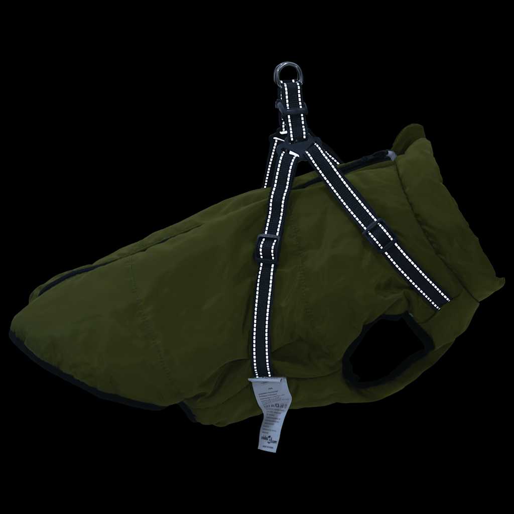 Dog Coat with Harness Waterproof Reflective Army Green 3XL