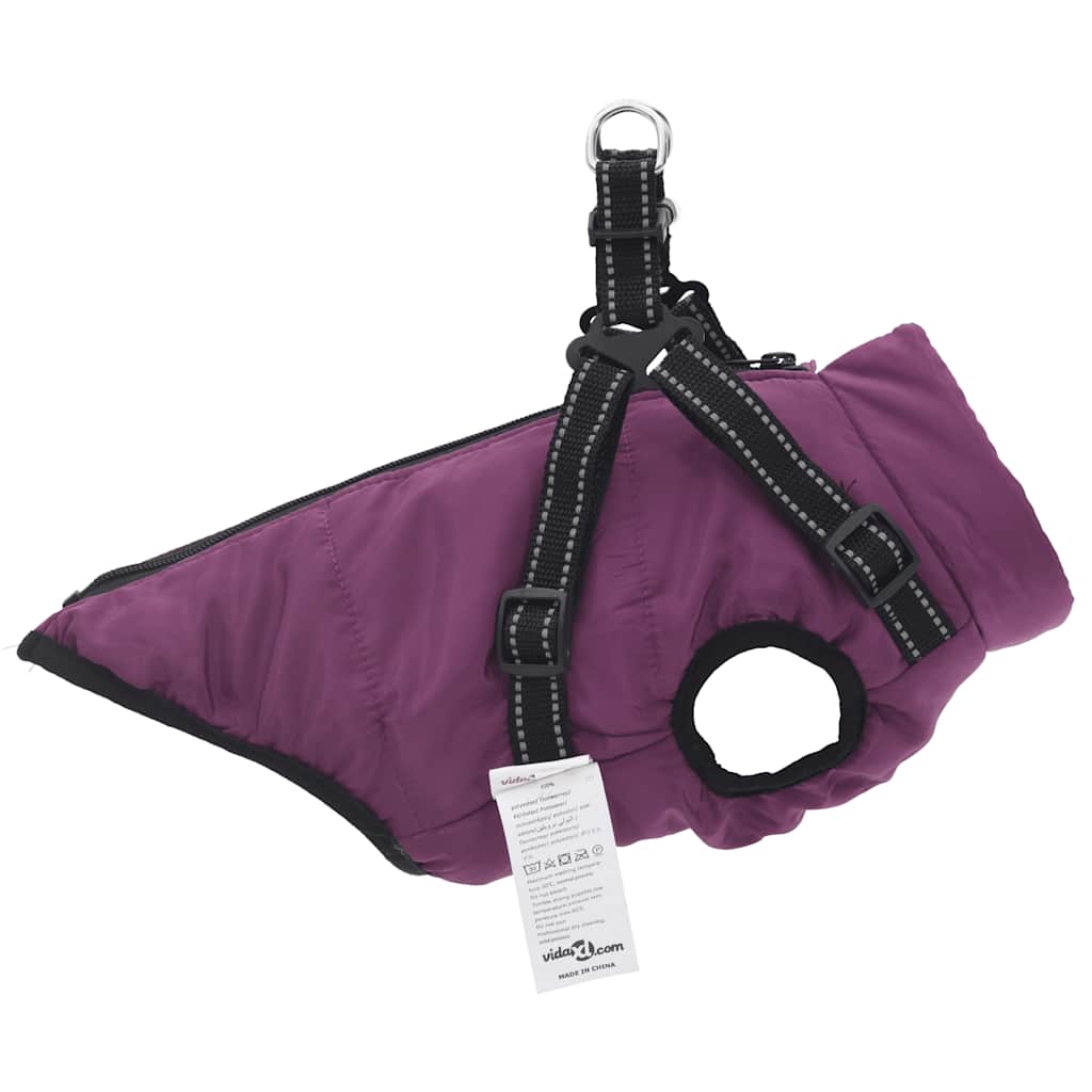 Dog Coat with Harness Waterproof Reflective Purple L