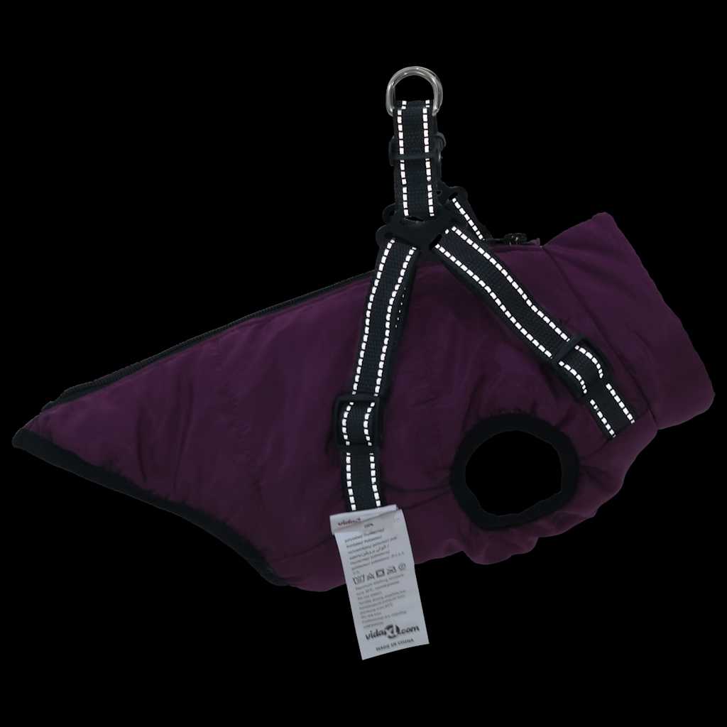 Dog Coat with Harness Waterproof Reflective Purple L