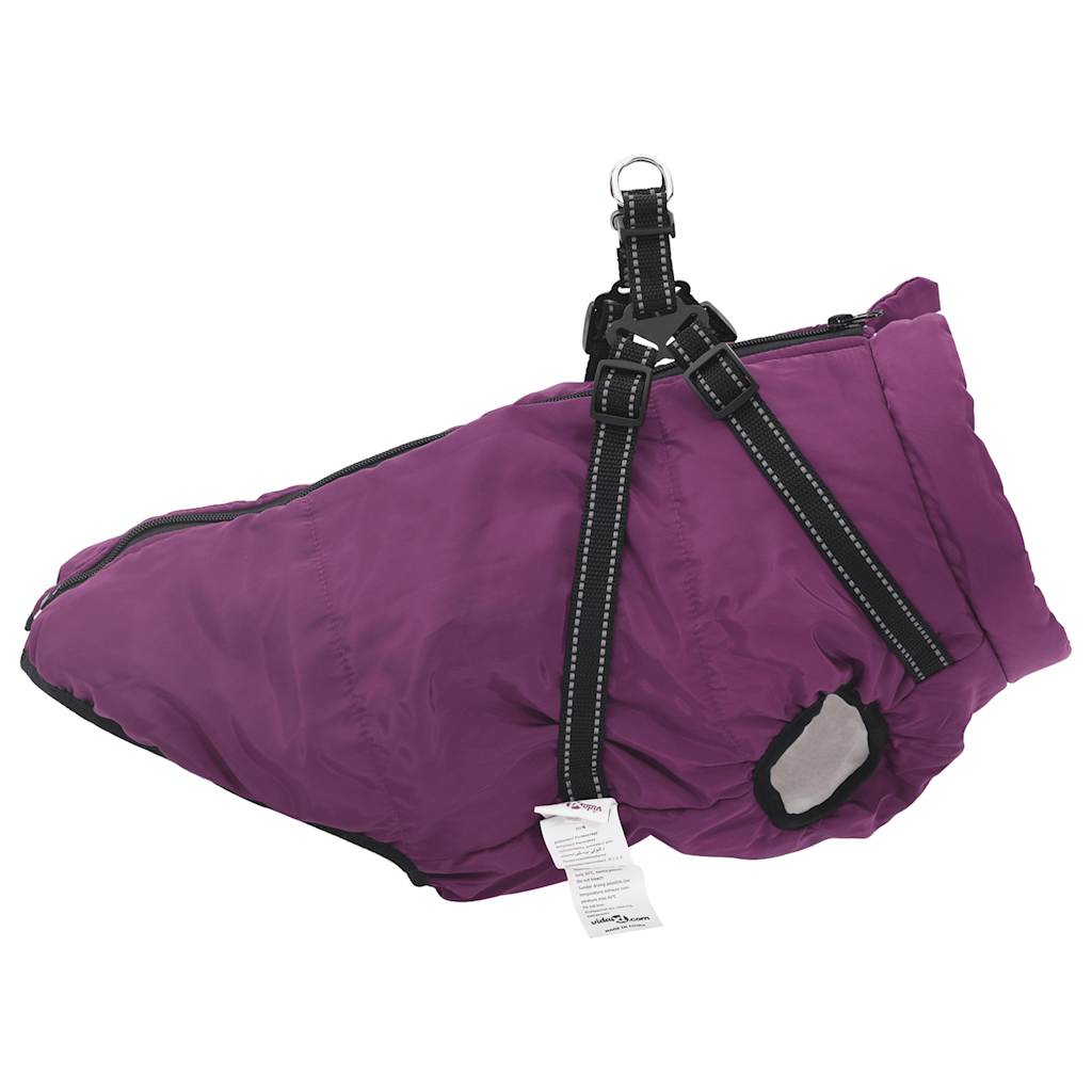 vidaXL Dog Coat with Harness Waterproof Reflective Purple 3XL