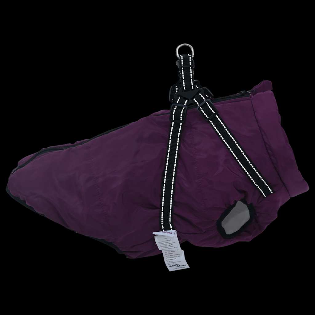 vidaXL Dog Coat with Harness Waterproof Reflective Purple 3XL