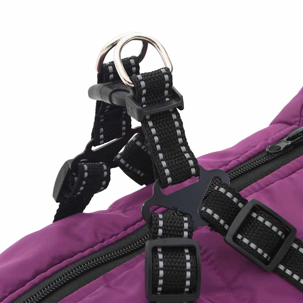 vidaXL Dog Coat with Harness Waterproof Reflective Purple 3XL