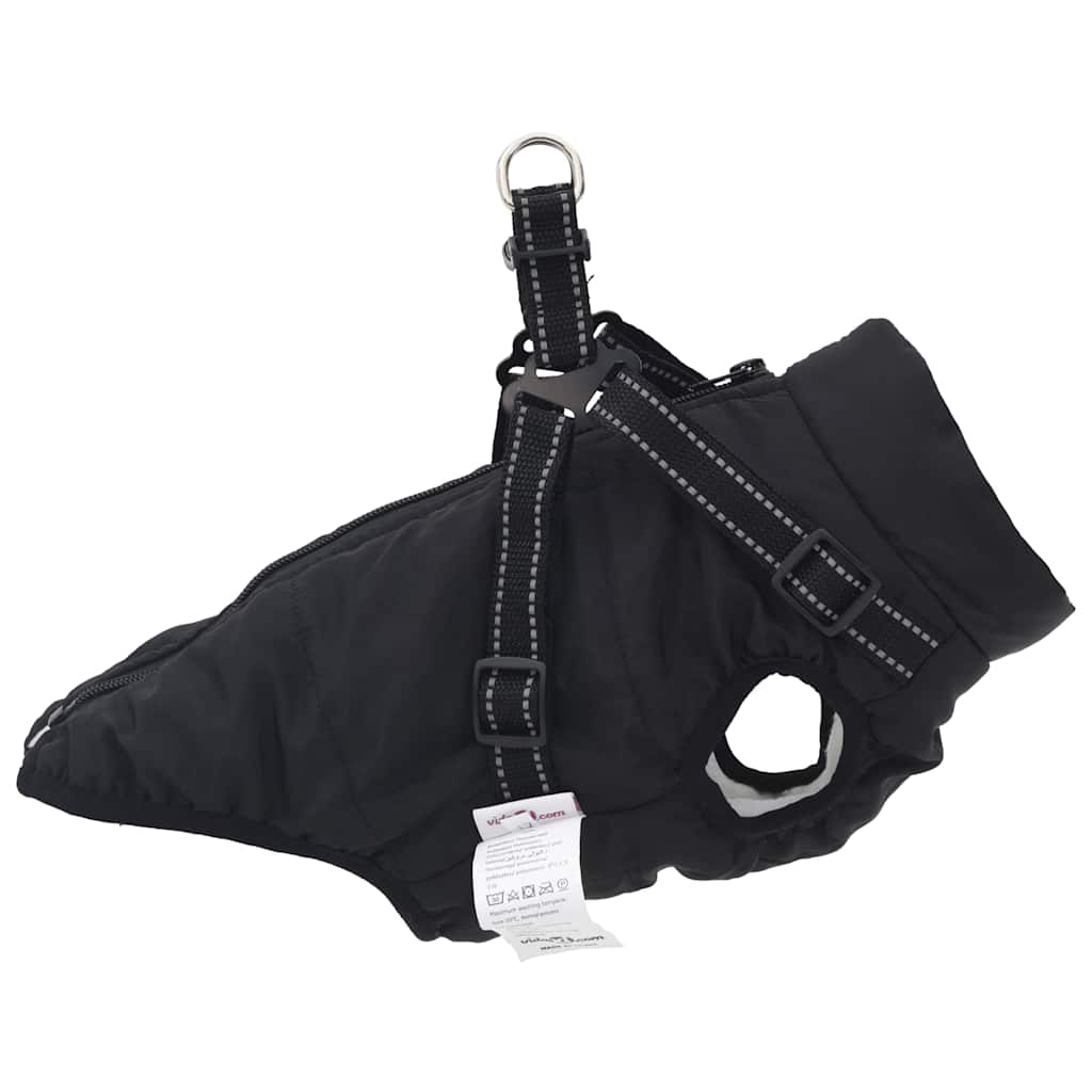 Dog Coat with Harness Waterproof Reflective Black L