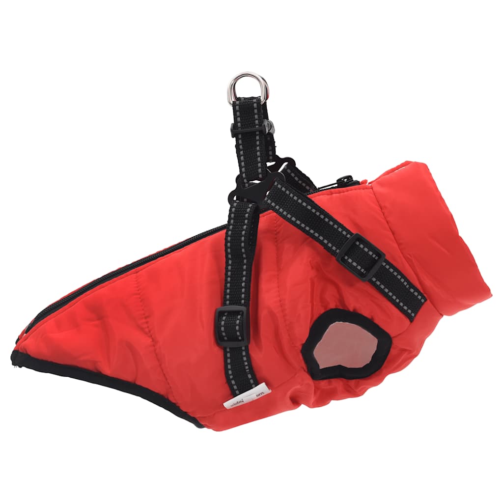 Dog Coat with Harness Waterproof Reflective Red S