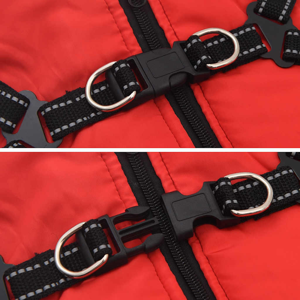 Dog Coat with Harness Waterproof Reflective Red S