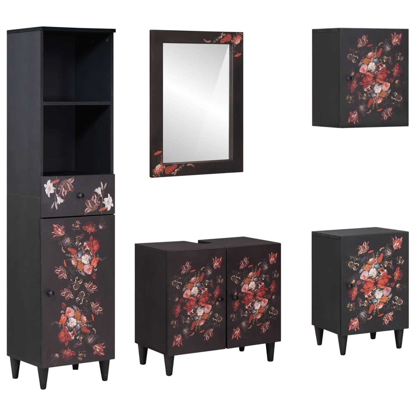Bathroom Cabinet Set with Drawer 5 pcs Solid Mango Wood