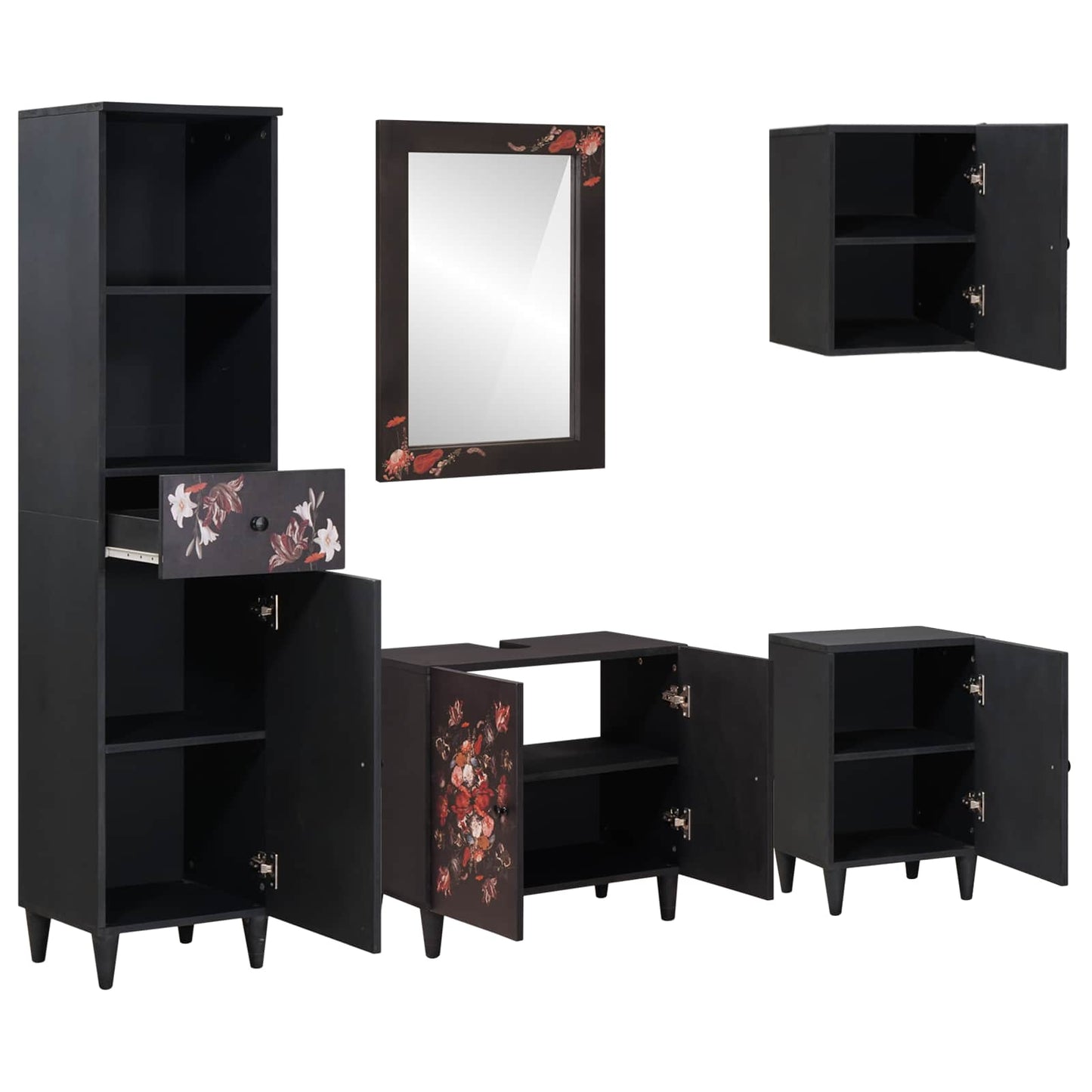 Bathroom Cabinet Set with Drawer 5 pcs Solid Mango Wood