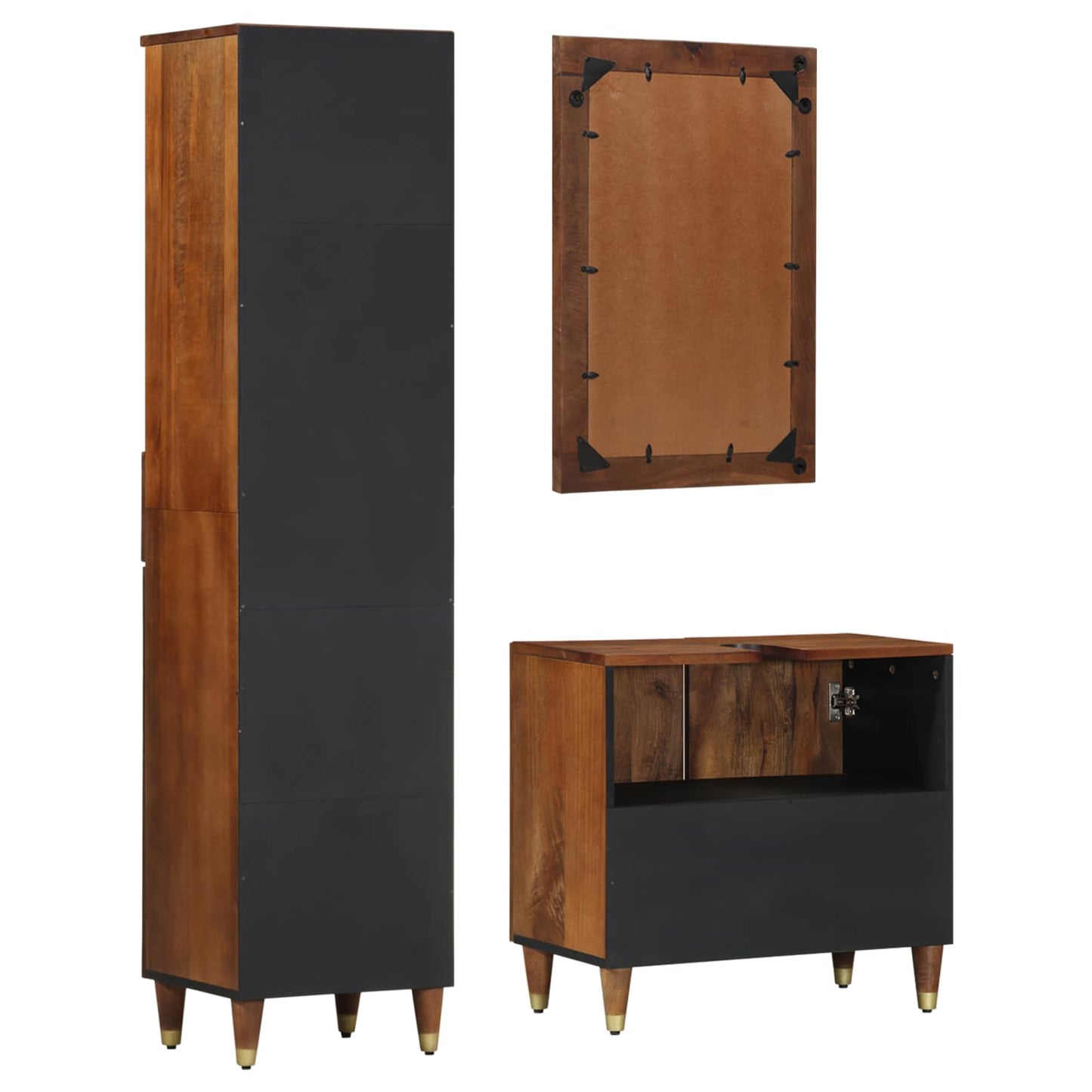 Bathroom Cabinet Set 3 pcs Honey Brown Solid Mango Wood