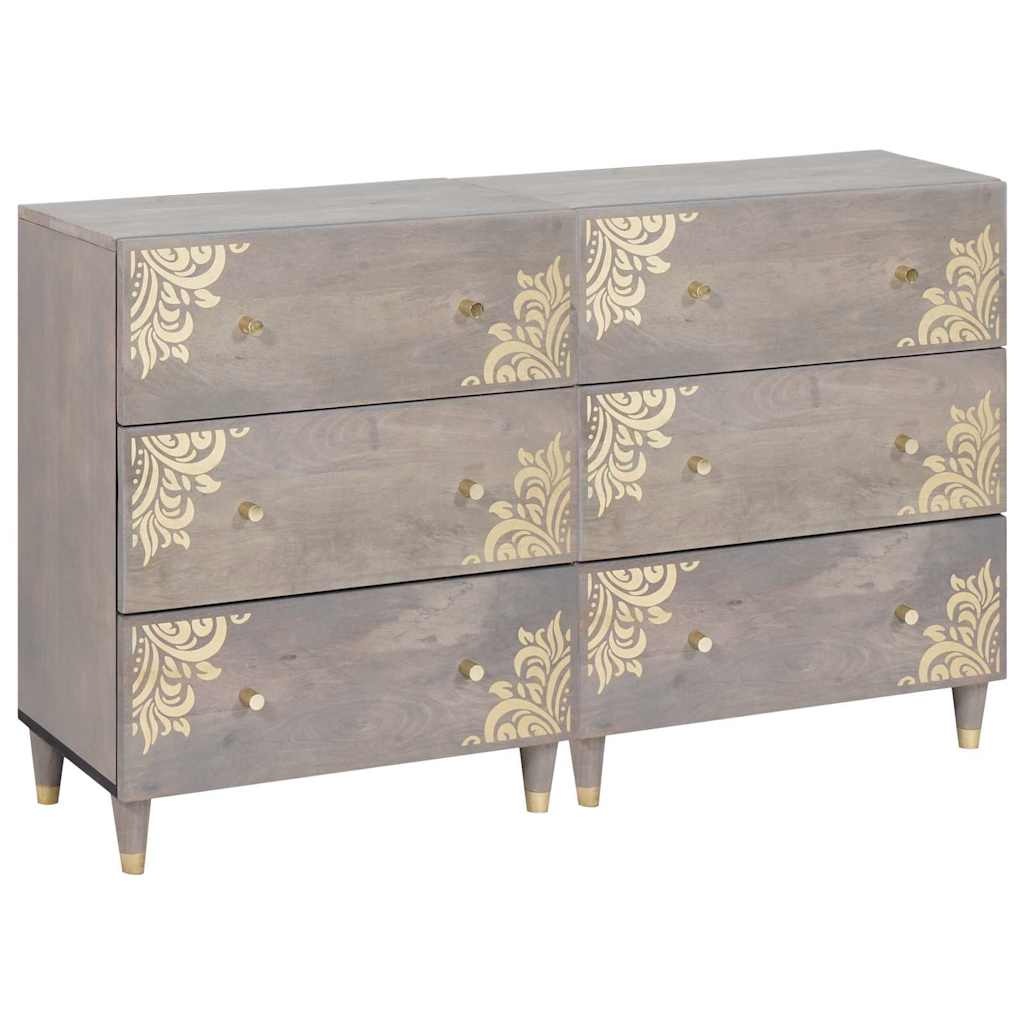 Sideboard 2 pcs Grey 60 x 33 x 75 cm Solid Mango Wood