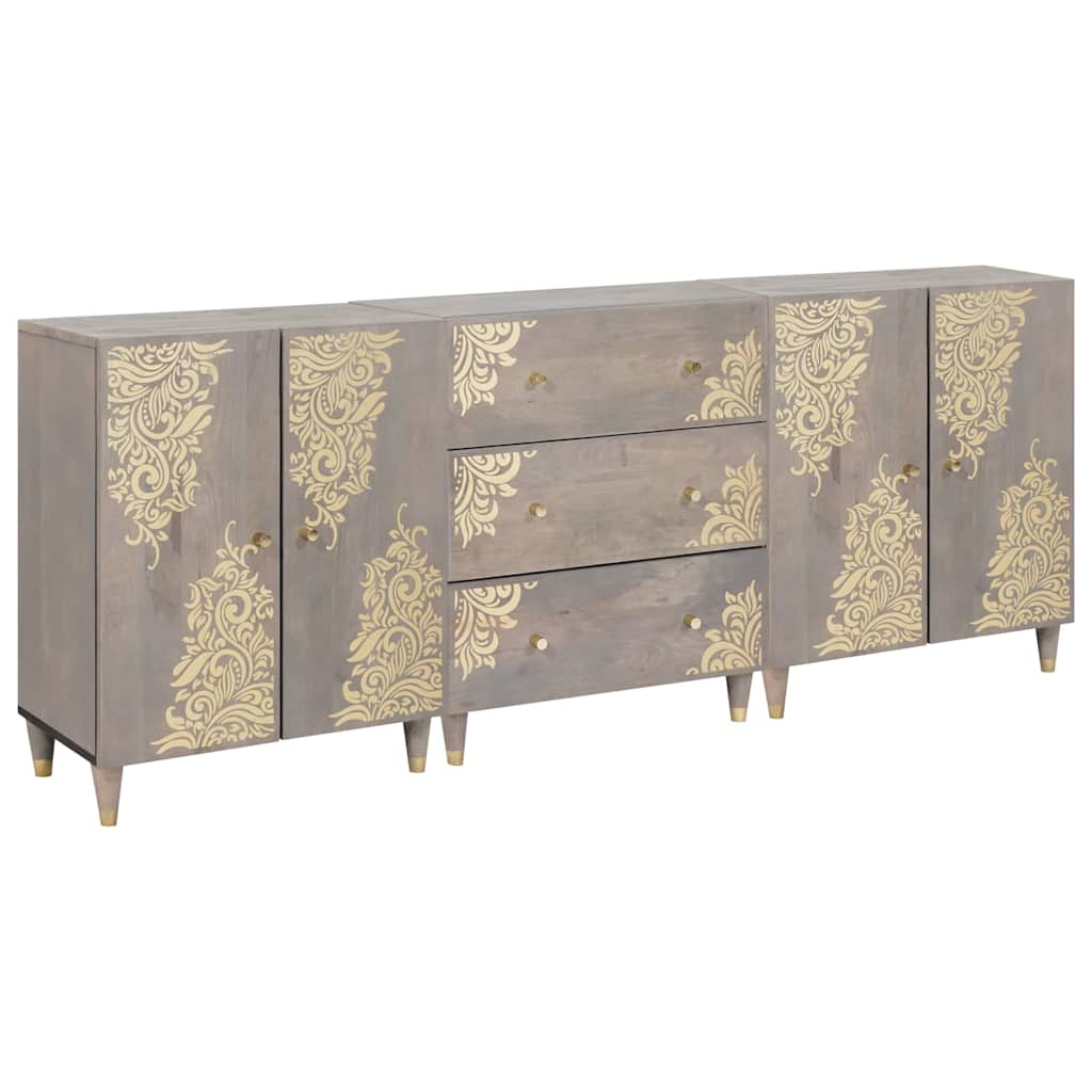 Bathroom Cabinet Set 3 pcs Grey and Gold 180 x 33 x 75 cm