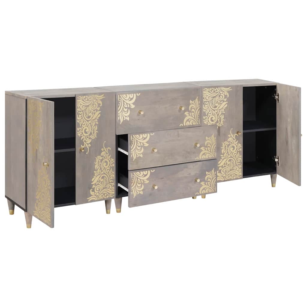 Bathroom Cabinet Set 3 pcs Grey and Gold 180 x 33 x 75 cm