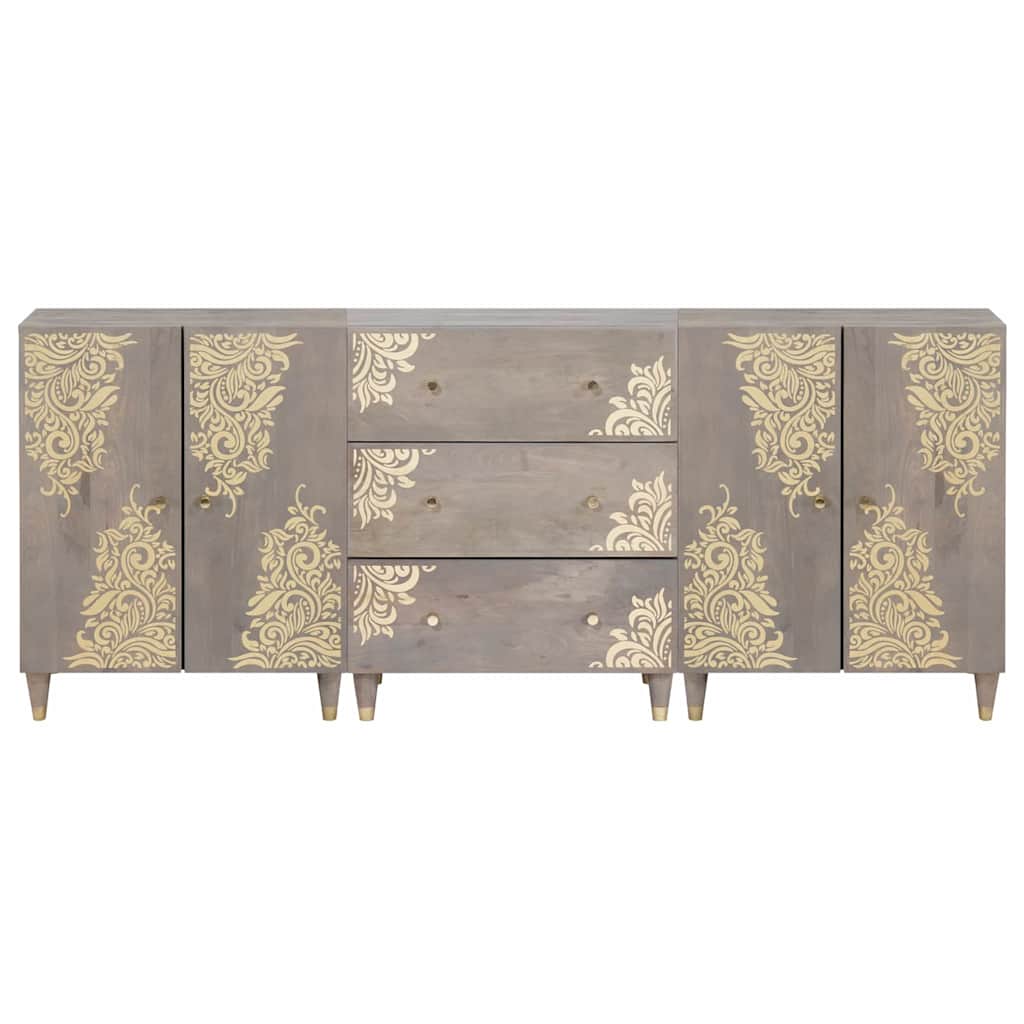 Bathroom Cabinet Set 3 pcs Grey and Gold 180 x 33 x 75 cm