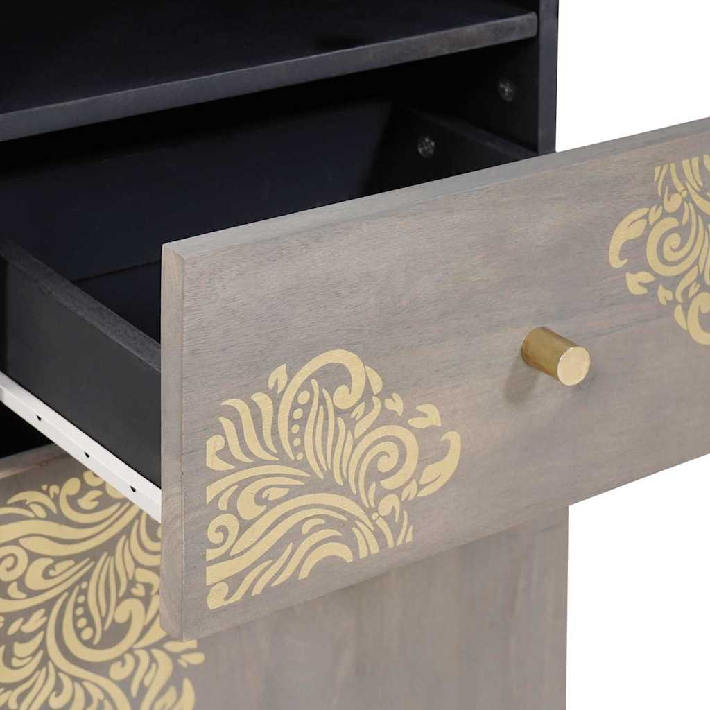 Bathroom Cabinet Set with Drawer 4 pcs Grey Solid Mango Wood