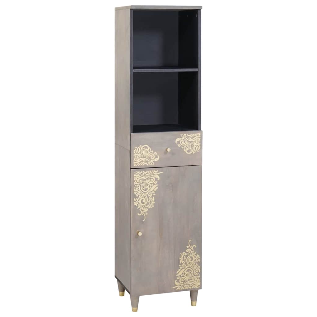 Bathroom Cabinet Set with Drawer 4 pcs Grey Solid Mango Wood