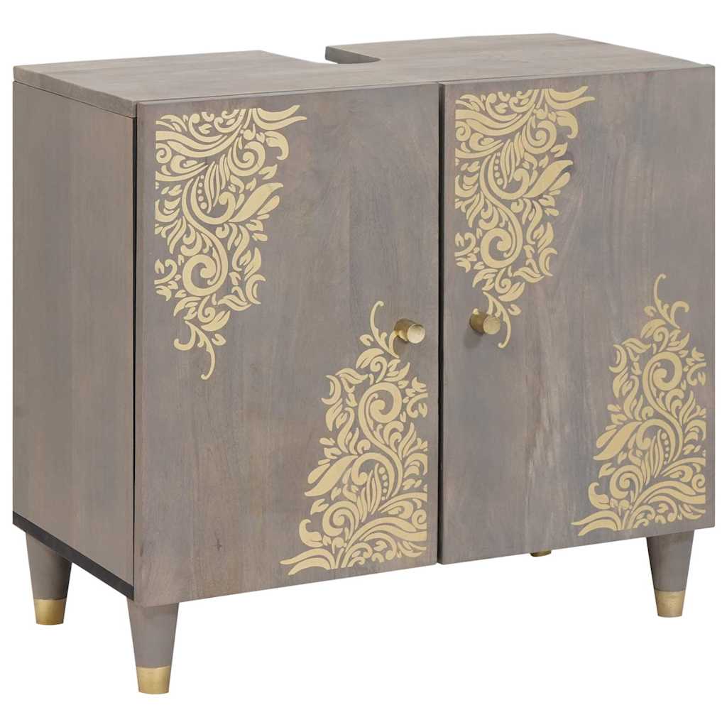 Bathroom Cabinet Set with Drawer 5 pcs Grey Solid Mango Wood