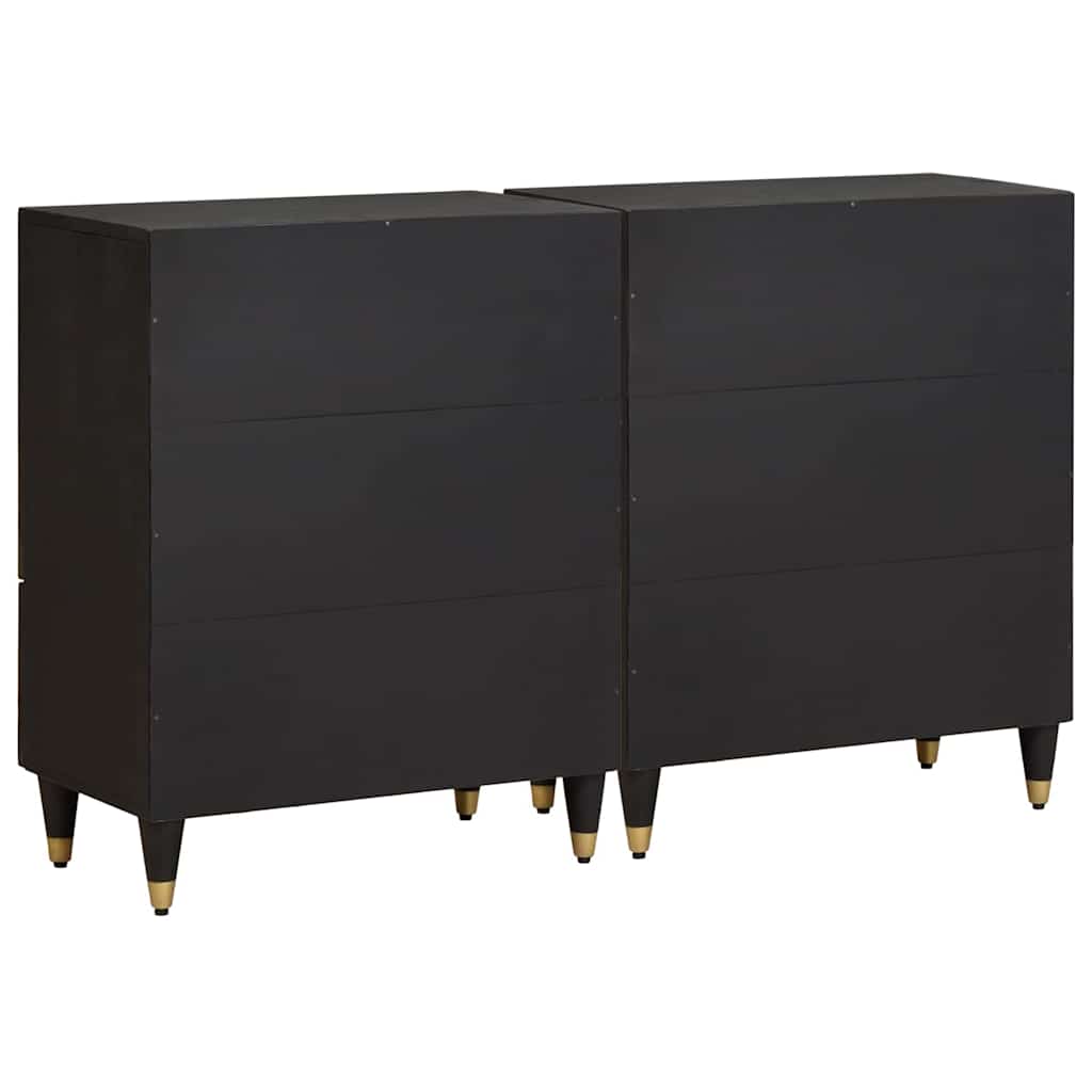 Sideboard 2 pcs Black 60 x 33 x 75 cm Solid Mango Wood