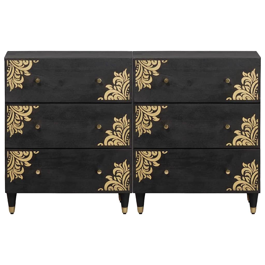 Sideboard 2 pcs 60 x 33 x 75 cm Solid Mango Wood Black