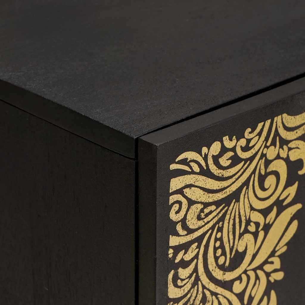 Bathroom Cabinet Set with Drawer 5 pcs Black Solid Mango Wood
