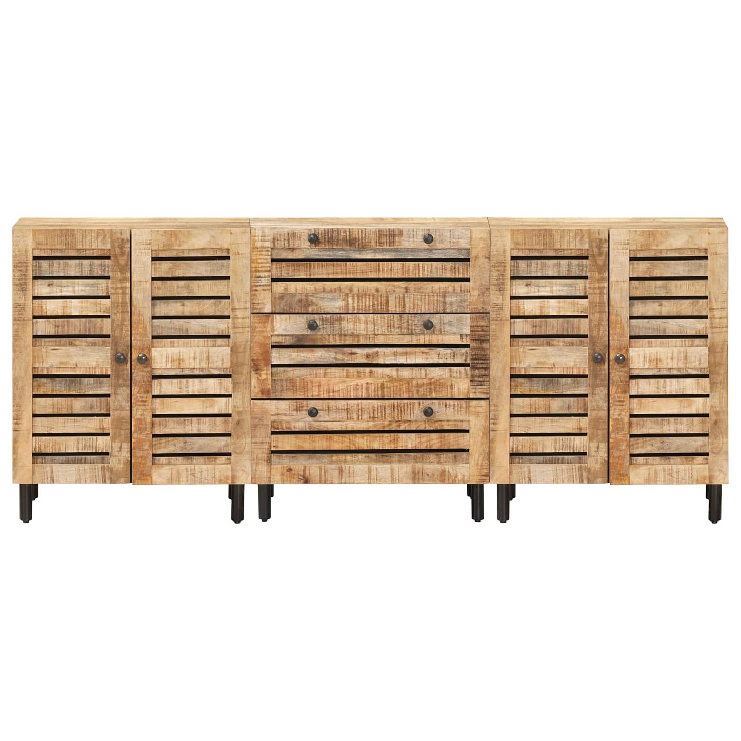 Storage Cabinets 3 pcs 180 x 33 x 75 cm Solid Mango Wood