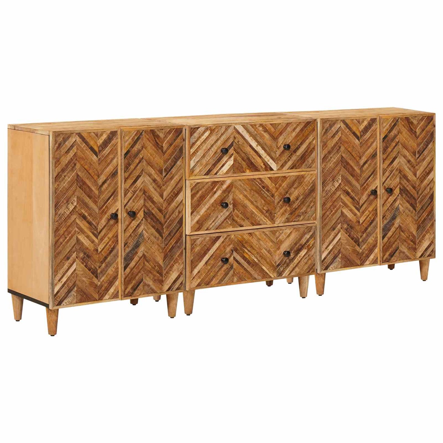 Storage Cabinets 3 pcs Brown 60 x 33.5 x 75 cm Solid Mango Wood