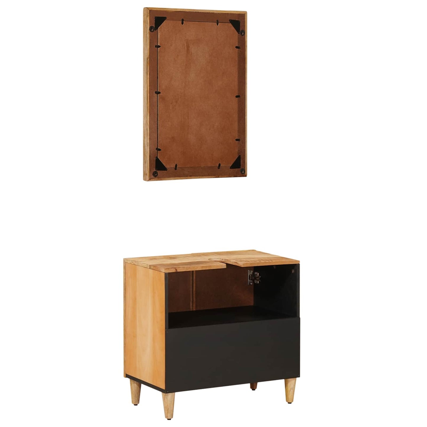Bathroom Cabinet Set 2 pcs Solid Mango Wood